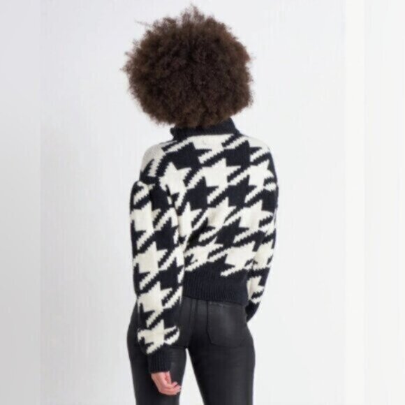 DEX Houndstooth Cropped Mock Neck Sweater Womens Sz Small - Picture 13 of 13